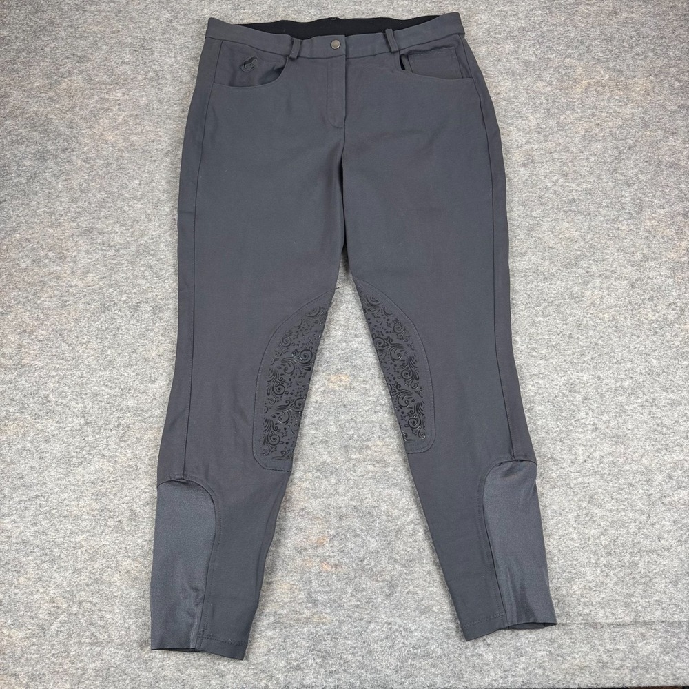 Piper by SmartPak Horse Riding Equestrian Pant Breeches 28" Gray Womens 36R